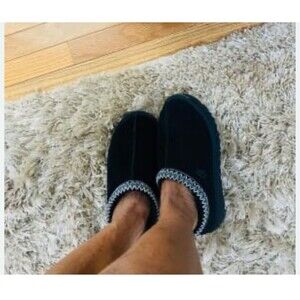 UGG Women's Size 10 EU 41 Black Tasman Lined Slippers House Shoes Suede